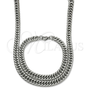 Collar y Pulsera 06.278.0013 Acero Inoxidable, Diseño de Miami Cubana, Pulido, Crudo