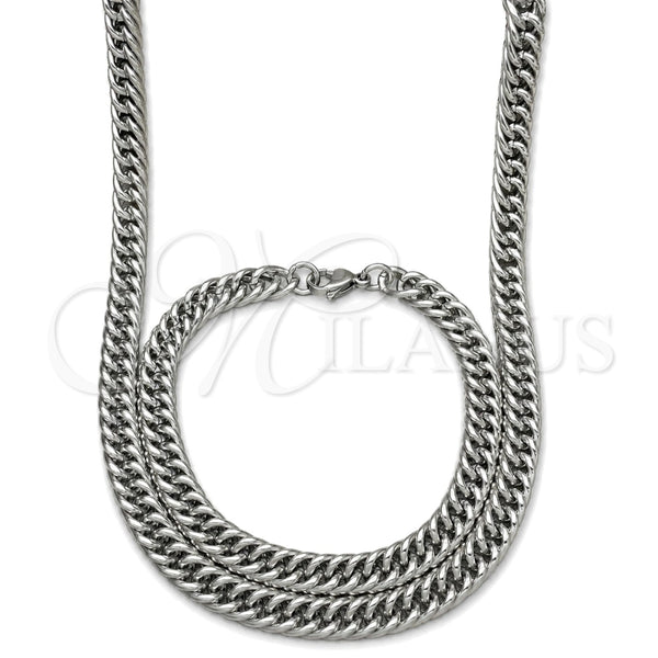 Collar y Pulsera 06.278.0013 Acero Inoxidable, Diseño de Miami Cubana, Pulido, Crudo