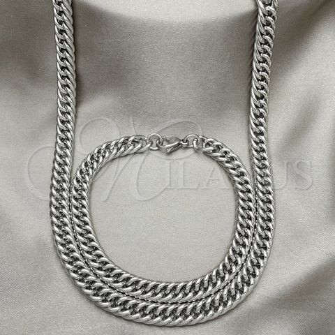 Collar y Pulsera 06.278.0013 Acero Inoxidable, Diseño de Miami Cubana, Pulido, Crudo