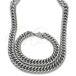 Collar y Pulsera 06.278.0014 Acero Inoxidable, Diseño de Miami Cubana, Pulido, Crudo