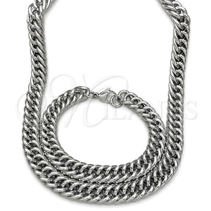 Collar y Pulsera 06.278.0014 Acero Inoxidable, Diseño de Miami Cubana, Pulido, Crudo