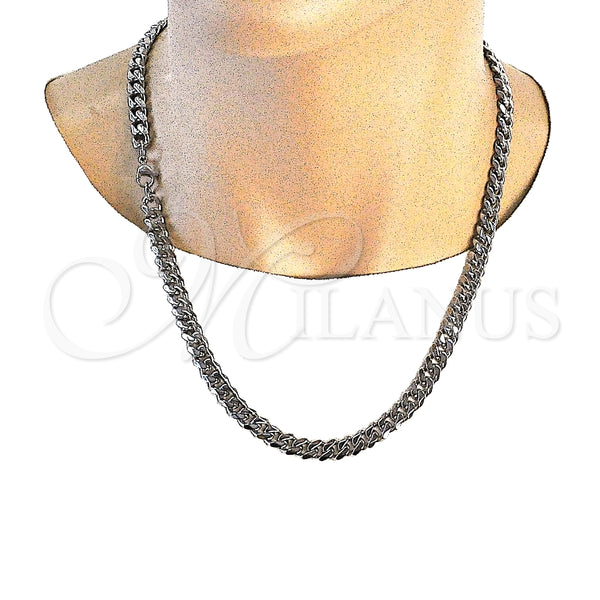 Collar y Pulsera 06.278.0015 Acero Inoxidable, Diseño de Cubana Concava, Pulido, Crudo