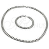 Collar y Pulsera 06.278.0015 Acero Inoxidable, Diseño de Cubana Concava, Pulido, Crudo