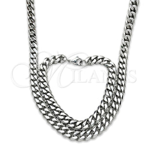 Collar y Pulsera 06.278.0015 Acero Inoxidable, Diseño de Cubana Concava, Pulido, Crudo