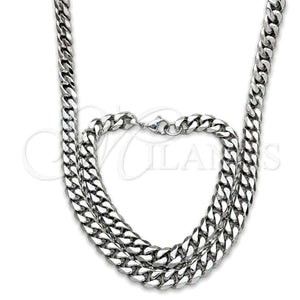 Collar y Pulsera 06.278.0015 Acero Inoxidable, Diseño de Cubana Concava, Pulido, Crudo