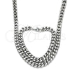 Collar y Pulsera 06.278.0015 Acero Inoxidable, Diseño de Cubana Concava, Pulido, Crudo
