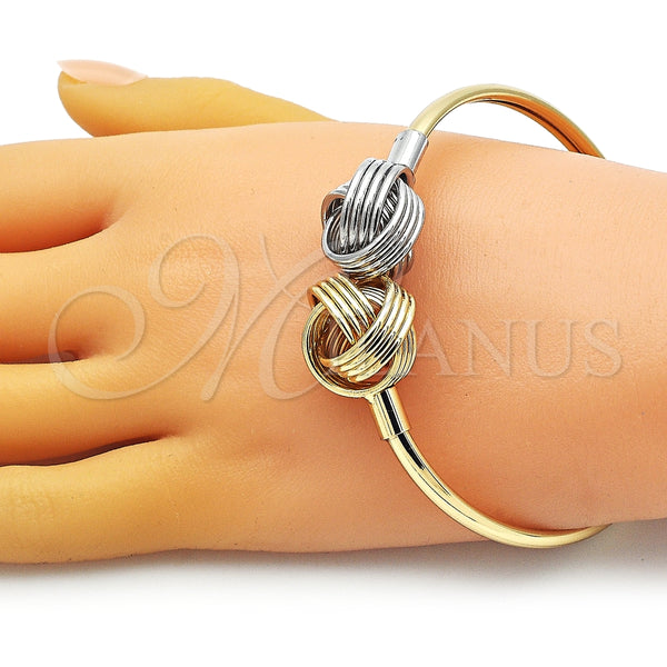 Aro Individual 07.383.0005 Oro Laminado, Diseño de Nudo, Diamantado, Dos Tonos (05 MM Thickness, One size fits all)