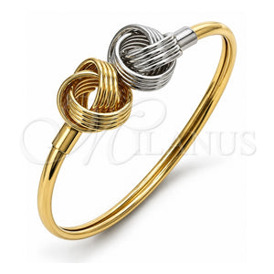 Aro Individual 07.383.0005 Oro Laminado, Diseño de Nudo, Diamantado, Dos Tonos (Grosor 05 MM, Talla Unica)