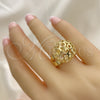 Anillo Elegante 01.383.0003 Oro Laminado, Diseño de Bola y File, con Blanca Cristal, Pulido, Tono Dorado (One size fits all)