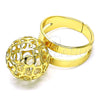 Anillo Elegante 01.383.0003 Oro Laminado, Diseño de Bola y File, con Blanca Cristal, Pulido, Tono Dorado (One size fits all)