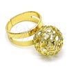 Anillo Elegante 01.383.0003 Oro Laminado, Diseño de Bola y File, con Blanca Cristal, Pulido, Tono Dorado (One size fits all)