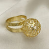 Anillo Elegante 01.383.0003 Oro Laminado, Diseño de Bola y File, con Blanca Cristal, Pulido, Tono Dorado (One size fits all)