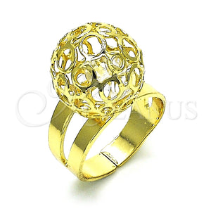 Anillo Elegante 01.383.0003 Oro Laminado, Diseño de Bola y File, con Blanca Cristal, Pulido, Tono Dorado (One size fits all)