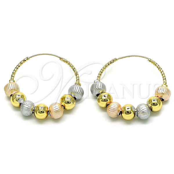 Argolla Mediana 02.170.0413.35 Oro Laminado, Diseño de Bola, Diamantado, Tres Tonos