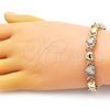 Pulsera Elegante 03.283.0288.07 Oro Laminado, Diseño de Besos y Abrazos y Corazón, con Blanca Zirconia Cubica and Blanca Micro Pave, Pulido, Tono Dorado (08 MM Thickness, 7 Inches Length)