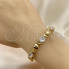 Pulsera Elegante 03.283.0288.07 Oro Laminado, Diseño de Besos y Abrazos y Corazón, con Blanca Zirconia Cubica and Blanca Micro Pave, Pulido, Tono Dorado (08 MM Thickness, 7 Inches Length)