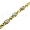 Pulsera Elegante 03.283.0288.07 Oro Laminado, Diseño de Besos y Abrazos y Corazón, con Blanca Zirconia Cubica and Blanca Micro Pave, Pulido, Tono Dorado (08 MM Thickness, 7 Inches Length)
