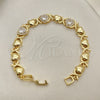 Pulsera Elegante 03.283.0288.07 Oro Laminado, Diseño de Besos y Abrazos y Corazón, con Blanca Zirconia Cubica and Blanca Micro Pave, Pulido, Tono Dorado (08 MM Thickness, 7 Inches Length)