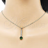 Juego de Arete y Dije de Adulto 10.196.0078 Oro Laminado, con Verde and Blanca Zirconia Cubica, Pulido, Tono Dorado