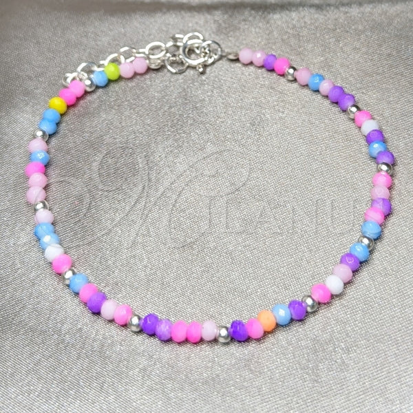 Pulsera Elegante 03.401.0021.07 Plata Rodinada, Diseño de Bola, con Cristal Multicolor, Pulido, Tono Plateado (7 Pulgadas de Largo)