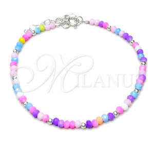 Pulsera Elegante 03.401.0021.07 Plata Rodinada, Diseño de Bola, con Cristal Multicolor, Pulido, Tono Plateado (7 Pulgadas de Largo)