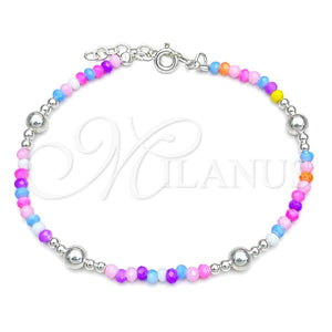 Pulsera Elegante 03.401.0023.07 Plata Rodinada, Diseño de Bola, con Cristal Multicolor, Pulido, Tono Plateado (7 Pulgadas de Largo)
