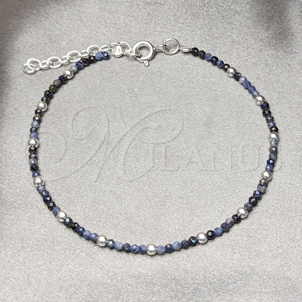 Pulsera Elegante 03.401.0047.07 Plata Rodinada, Diseño de Bola, con Cristal Negro, Pulido, Tono Plateado (7 Pulgadas de Largo)