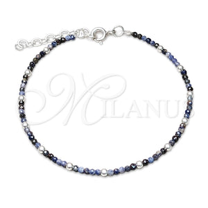 Pulsera Elegante 03.401.0047.07 Plata Rodinada, Diseño de Bola, con Cristal Negro, Pulido, Tono Plateado (7 Pulgadas de Largo)