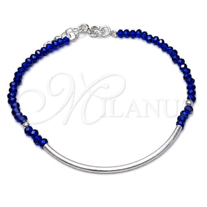 Pulsera Elegante 03.401.0059.07 Plata Rodinada, Diseño de Bola, con Cristal Zafiro Azul, Pulido, Tono Plateado (7 Pulgadas de Largo)
