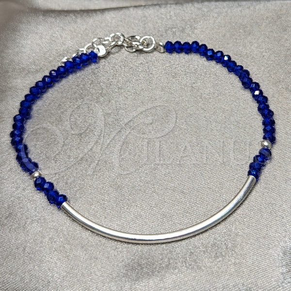 Pulsera Elegante 03.401.0059.07 Plata Rodinada, Diseño de Bola, con Cristal Zafiro Azul, Pulido, Tono Plateado (7 Pulgadas de Largo)