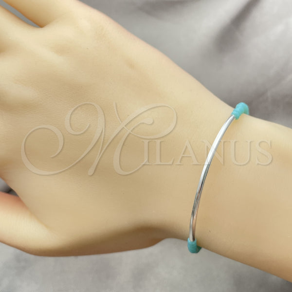 Pulsera Elegante 03.401.0060.07 Plata Rodinada, Diseño de Bola, con Cristal Light Turquoise, Pulido, Tono Plateado (7 Pulgadas de Largo)
