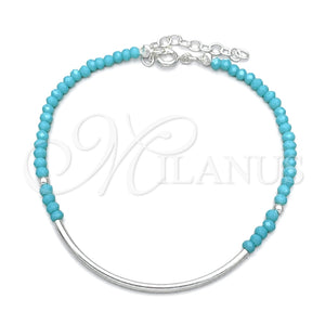 Pulsera Elegante 03.401.0060.07 Plata Rodinada, Diseño de Bola, con Cristal Light Turquoise, Pulido, Tono Plateado (7 Pulgadas de Largo)