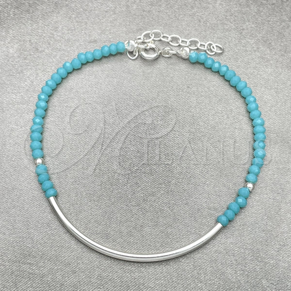 Pulsera Elegante 03.401.0060.07 Plata Rodinada, Diseño de Bola, con Cristal Light Turquoise, Pulido, Tono Plateado (7 Pulgadas de Largo)