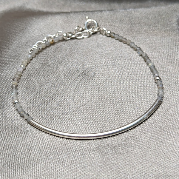 Pulsera Elegante 03.401.0063.07 Plata Rodinada, Diseño de Bola, con Cristal Gris, Pulido, Tono Plateado (7 Pulgadas de Largo)