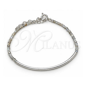Pulsera Elegante 03.401.0063.07 Plata Rodinada, Diseño de Bola, con Cristal Gris, Pulido, Tono Plateado (7 Pulgadas de Largo)