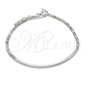 Pulsera Elegante 03.401.0063.07 Plata Rodinada, Diseño de Bola, con Cristal Gris, Pulido, Tono Plateado (7 Pulgadas de Largo)