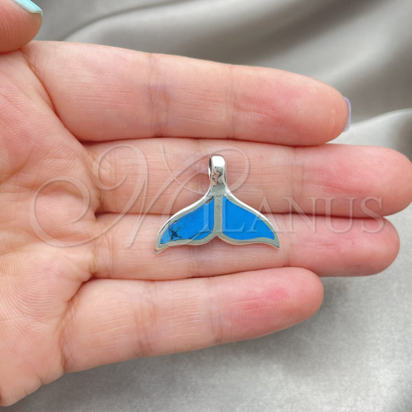 Dije Elegante 05.410.0003.1 Plata Rodinada, Diseño de Pescado, con Madre Perla Marfil, Pulido, Tono Plateado