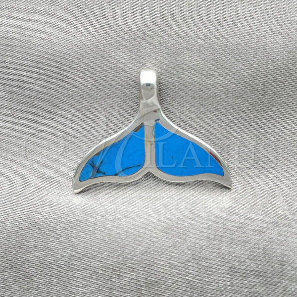 Dije Elegante 05.410.0003.1 Plata Rodinada, Diseño de Pescado, con Madre Perla Marfil, Pulido, Tono Plateado