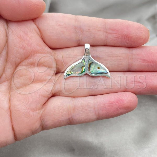 Dije Elegante 05.410.0003.2 Plata Rodinada, Diseño de Pescado, con Opal Volcano, Pulido, Tono Plateado