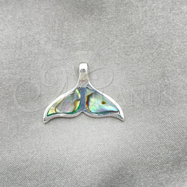 Dije Elegante 05.410.0003.2 Plata Rodinada, Diseño de Pescado, con Opal Volcano, Pulido, Tono Plateado