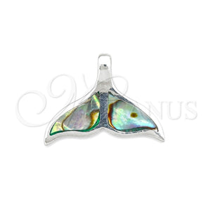 Dije Elegante 05.410.0003.2 Plata Rodinada, Diseño de Pescado, con Opal Volcano, Pulido, Tono Plateado