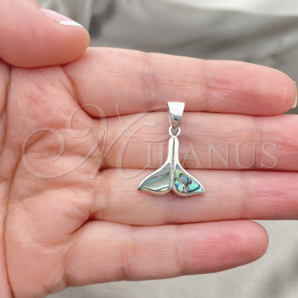 Dije Elegante 05.410.0006.1 Plata Rodinada, Diseño de Pescado, con Opal Volcano, Pulido, Tono Plateado
