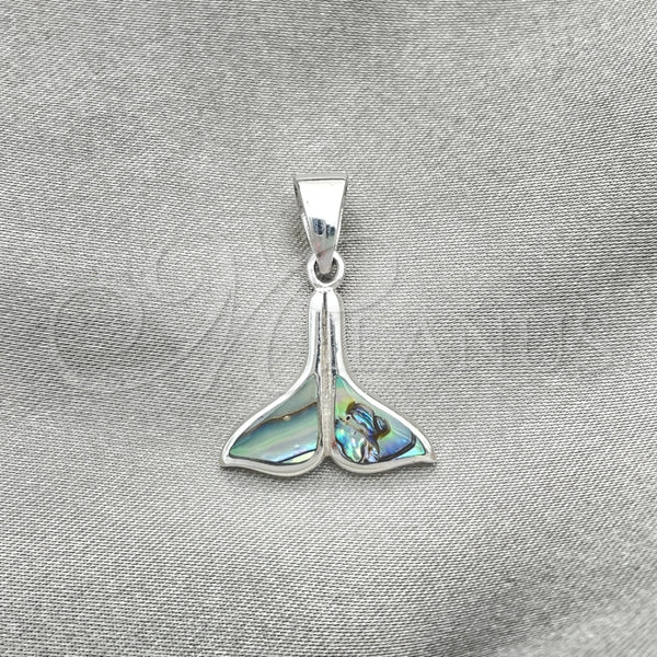 Dije Elegante 05.410.0006.1 Plata Rodinada, Diseño de Pescado, con Opal Volcano, Pulido, Tono Plateado