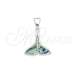 Dije Elegante 05.410.0006.1 Plata Rodinada, Diseño de Pescado, con Opal Volcano, Pulido, Tono Plateado
