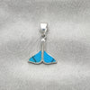 Dije Elegante 05.410.0006.2 Plata Rodinada, Diseño de Pescado, con Opal Bermuda Blue, Pulido, Tono Plateado
