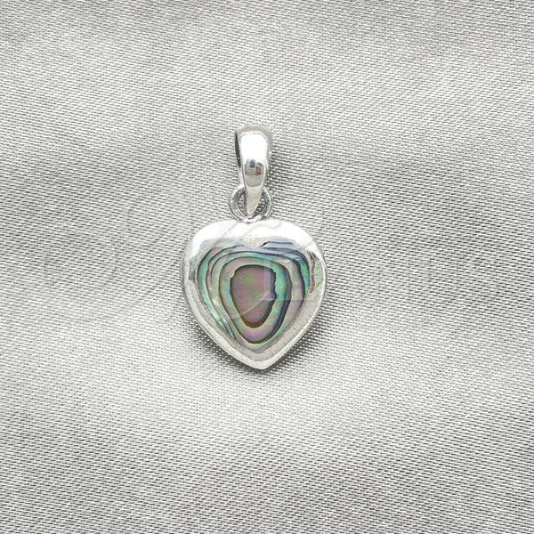 Dije Elegante 05.410.0007.1 Plata Rodinada, Diseño de Corazón, con Opal Volcano, Pulido, Tono Plateado
