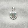 Dije Elegante 05.410.0007.1 Plata Rodinada, Diseño de Corazón, con Opal Volcano, Pulido, Tono Plateado