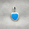 Dije Elegante 05.410.0007.2 Plata Rodinada, Diseño de Corazón, con Opal Bermuda Blue, Pulido, Tono Plateado