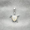 Dije Elegante 05.410.0008.2 Plata Rodinada, Diseño de Tortuga, con Madre Perla Marfil, Pulido, Tono Plateado
