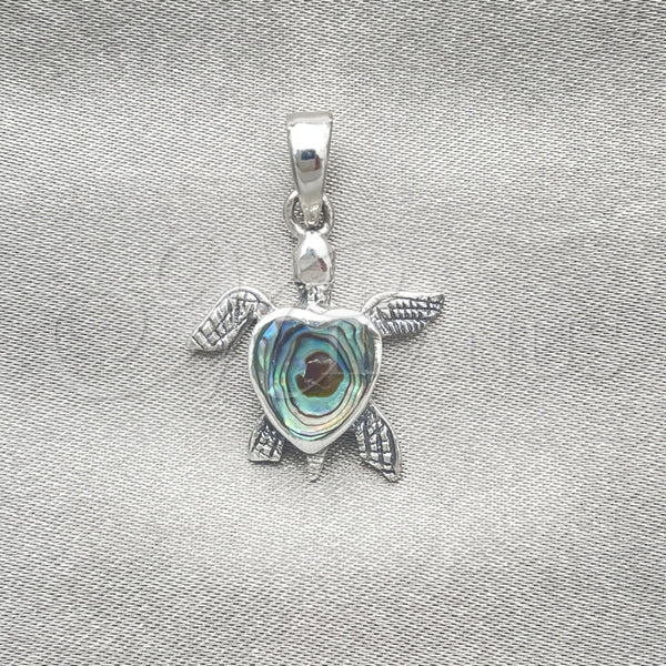 Dije Elegante 05.410.0008.3 Plata Rodinada, Diseño de Tortuga, con Opal Volcano, Pulido, Tono Plateado